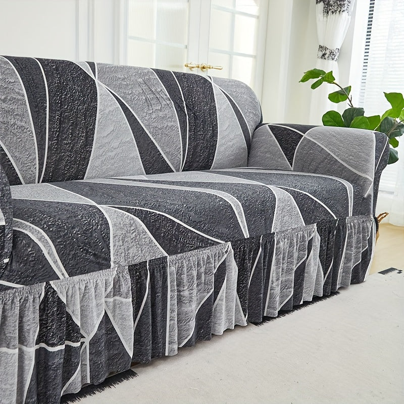 Printed Skirt Sofa Slipcover 1pc - Elastic Pet Anti-Dirt All-Purpose Sofa Protection Cover for Living Room Home Decor Sofa Cushion Cover