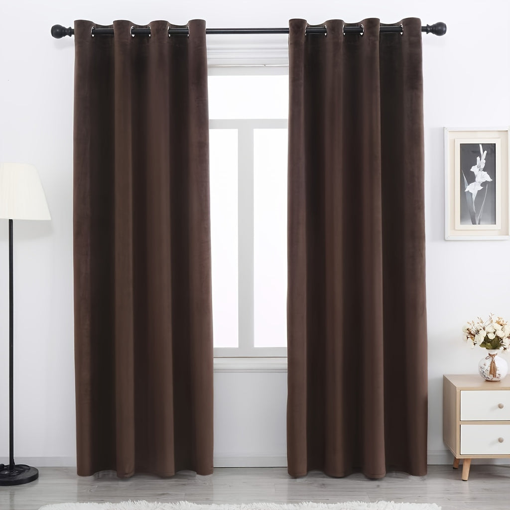 Velvet Curtains 52” Wide – Soft Grommet Thermal Insulated Light Filtering Velvet Window Panels for Bedroom | 2-Panel Set in 14 Colors & 7 Lengths