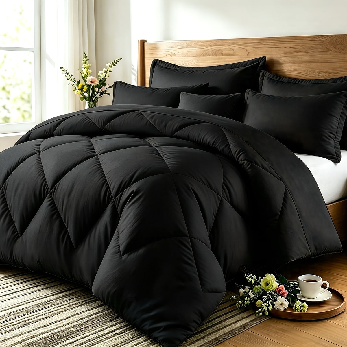 Quilt Set 3 Piece Lightweight Breathable Comforter with Pillowcases - Diamond Pattern Ultra-Fine Fiber Soft Bedding Set 42 Colors Twin Queen King Pinch Pleat