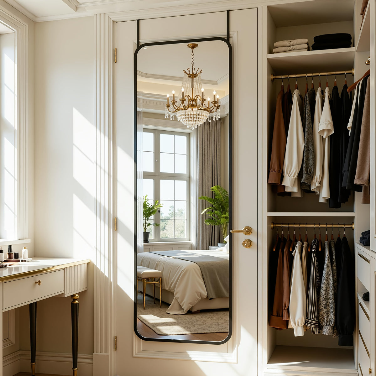 Arched Floor Mirror Full Length 58x18 Inch – Freestanding Leaning or Wall-Mounted Full Body Mirror with Rustproof Stand, Modern Arch Design for Bedroom, Living Room & Cloakroom