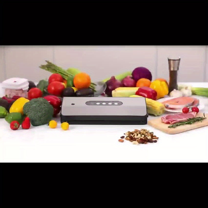 Vacuum Sealer Machine 8-in-1 65kPa Stainless Steel with Built-In Cutter, 10 Bags & External Vacuum Port – Food Sealer for Food Storage & Sous Vide, Model SJ2090
