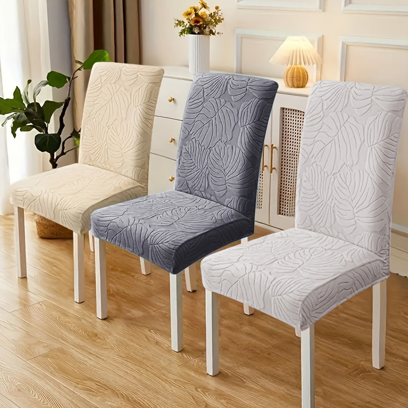 Jacquard Stretch Dining Chair Covers 4/6pcs – Removable Washable Elastic Chair Slipcovers for Dining Room & Kitchen, 10 Colors, Christmas & Holiday Home Decor Chair Protector