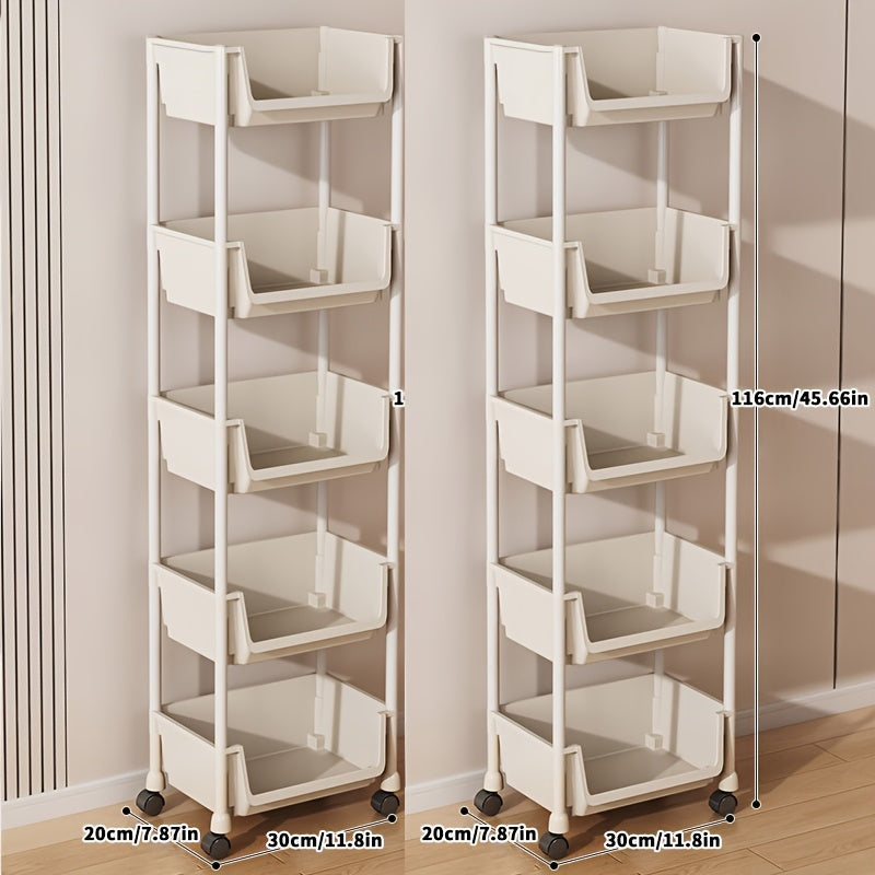Shoe Rack with Wheels 3/4/5 Tier White Metal Shoe Storage Rack with Hooks Rolling Shelving Unit for Entryway Bedroom Closet Kitchen Office