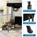 Outdoor Porch Glider Swing with Canopy Rust Proof Heavy Duty Steel Frame Adjustable Canopy Patio Furniture Garden Lawn Backyard Black Beige Brown Red Green