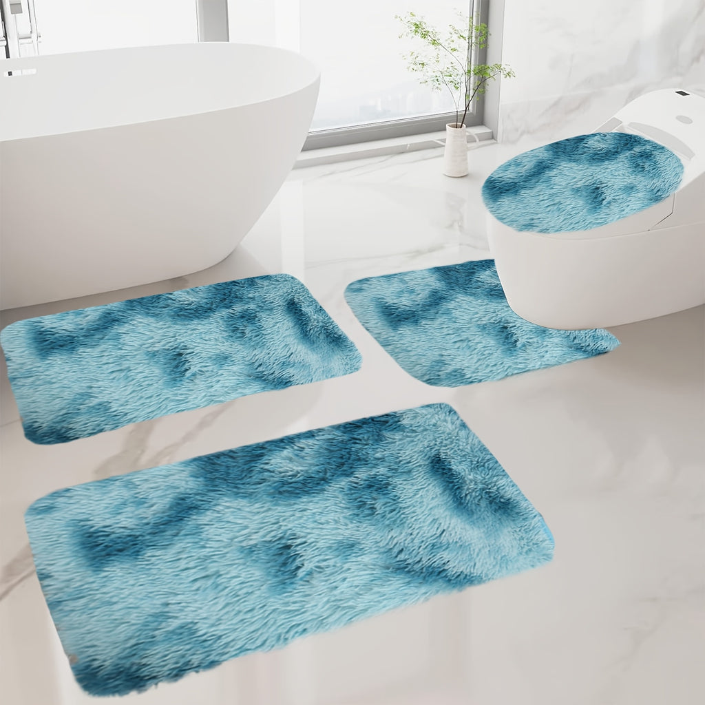 Soft Velvet Bath Rug Set Non-Slip Water Absorbent Machine Washable Bathroom Mat 3 4 5 6 Piece Sets Multiple Colors