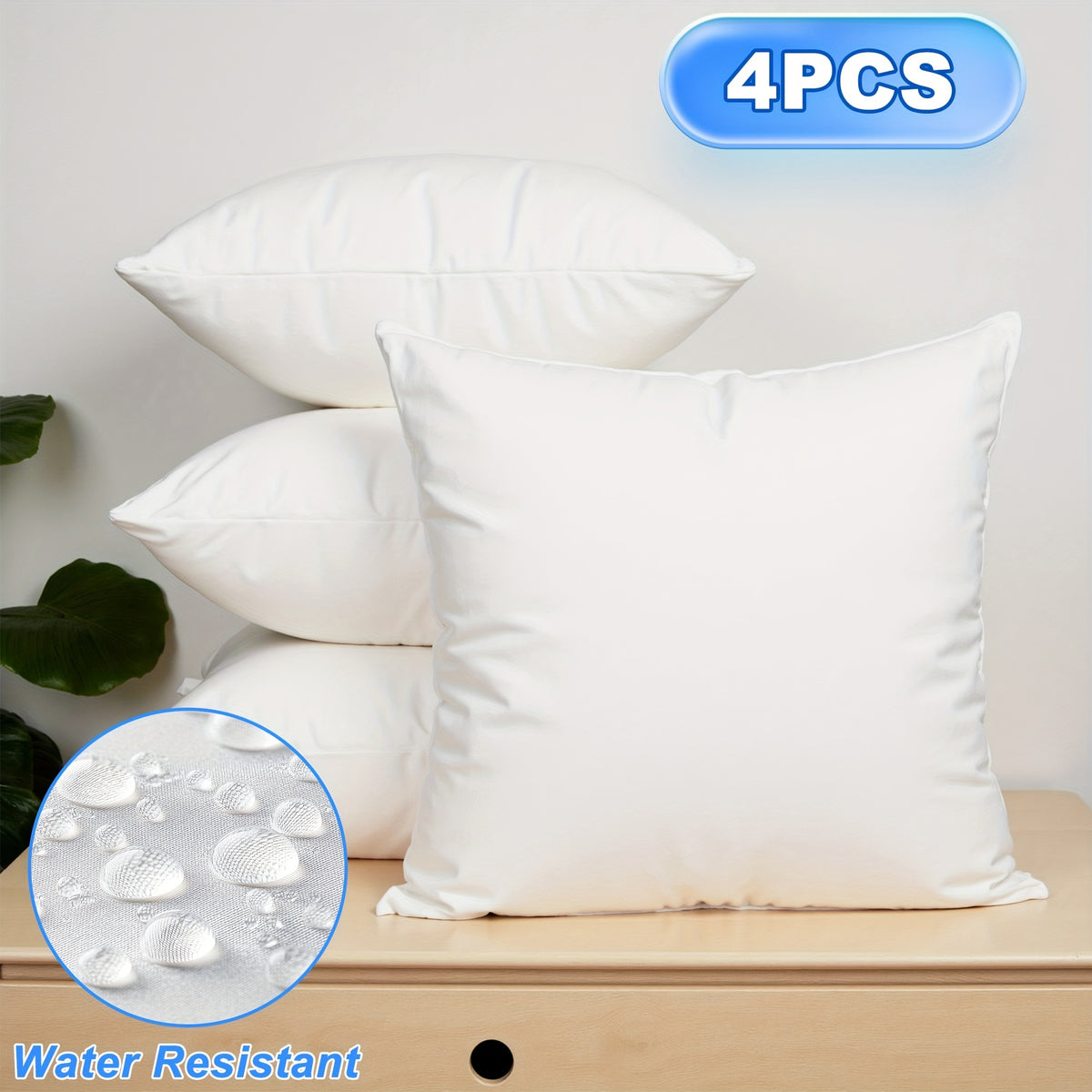 4-Pack Ultra-Fluffy Pillow Inserts – Skin-Friendly Softness & Quick Rebound Square Pillow Cores for Sofa, Bed, Garden & Outdoor Use | Multiple Sizes