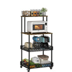 4-Tier Kitchen Microwave Oven Stand with Wheels – Vertical Baking & Bread Storage Rack for Kitchen & Dining Room | Rolling Floor-Standing Shelving