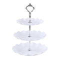 European-Style Plastic Tiered Cake Stand for Parties – 1 or 3-Piece White Dessert Display for Cupcakes, Fruit & Sweets, Birthdays, Weddings & Graduations