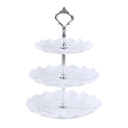 European-Style Plastic Tiered Cake Stand for Parties – 1 or 3-Piece White Dessert Display for Cupcakes, Fruit & Sweets, Birthdays, Weddings & Graduations