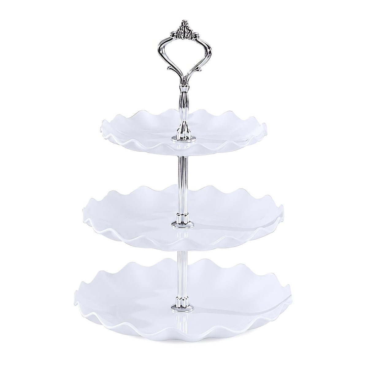 European-Style Plastic Tiered Cake Stand for Parties – 1 or 3-Piece White Dessert Display for Cupcakes, Fruit & Sweets, Birthdays, Weddings & Graduations