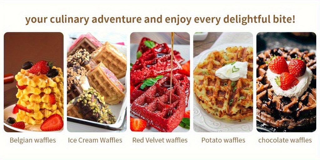 Double Belgian Waffle Maker 6-Inch 1400W – Stainless Steel with Nonstick Plates, Adjustable Temperature & Cool-Touch Handles