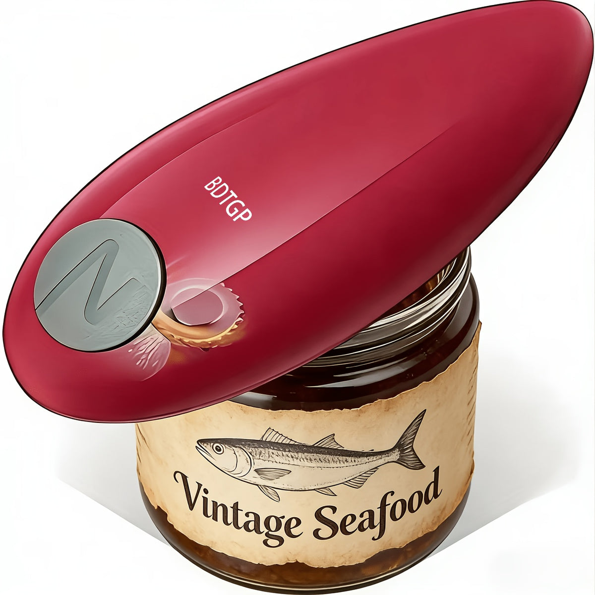 One-Touch Automatic Electric Can Opener – Smooth Edge Safety Can Opener for Arthritis & Elderly, Hands-Free Effortless Operation, Compact Design, No Sharp Edges, Black or Red