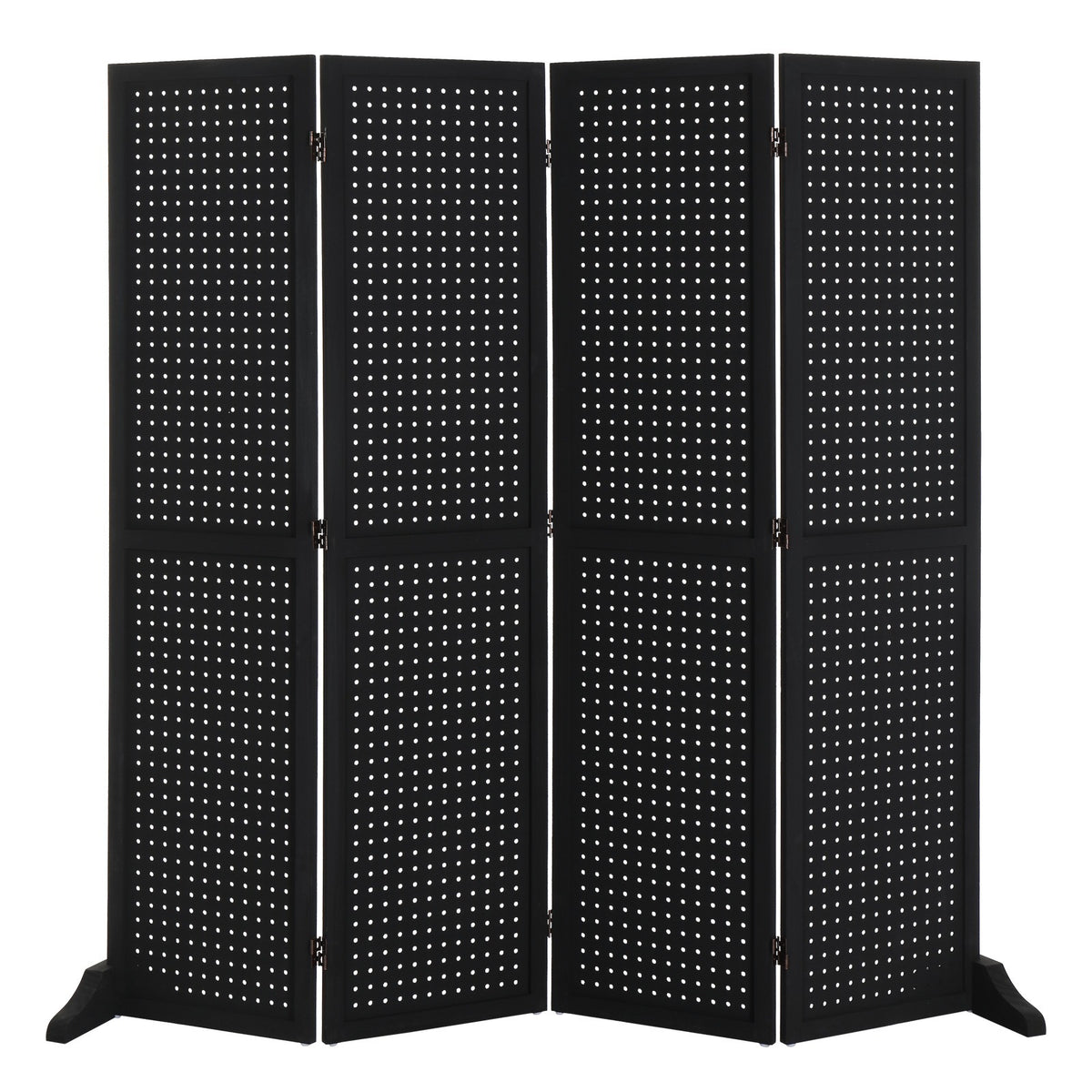 5 FT Freestanding Pegboard Room Divider | Wood Folding Privacy Screen & Display Board Organizer with Support Feet – White, Black, Natural, Grey | Craft Shows, Retail & Home