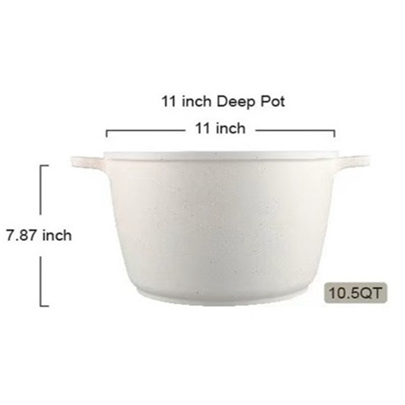 Hoarbar 10.5QT Non-Stick Soup Pot – Large Family Stock Pot, Even Heating, Electric Ceramic Gas Stove Compatible, White