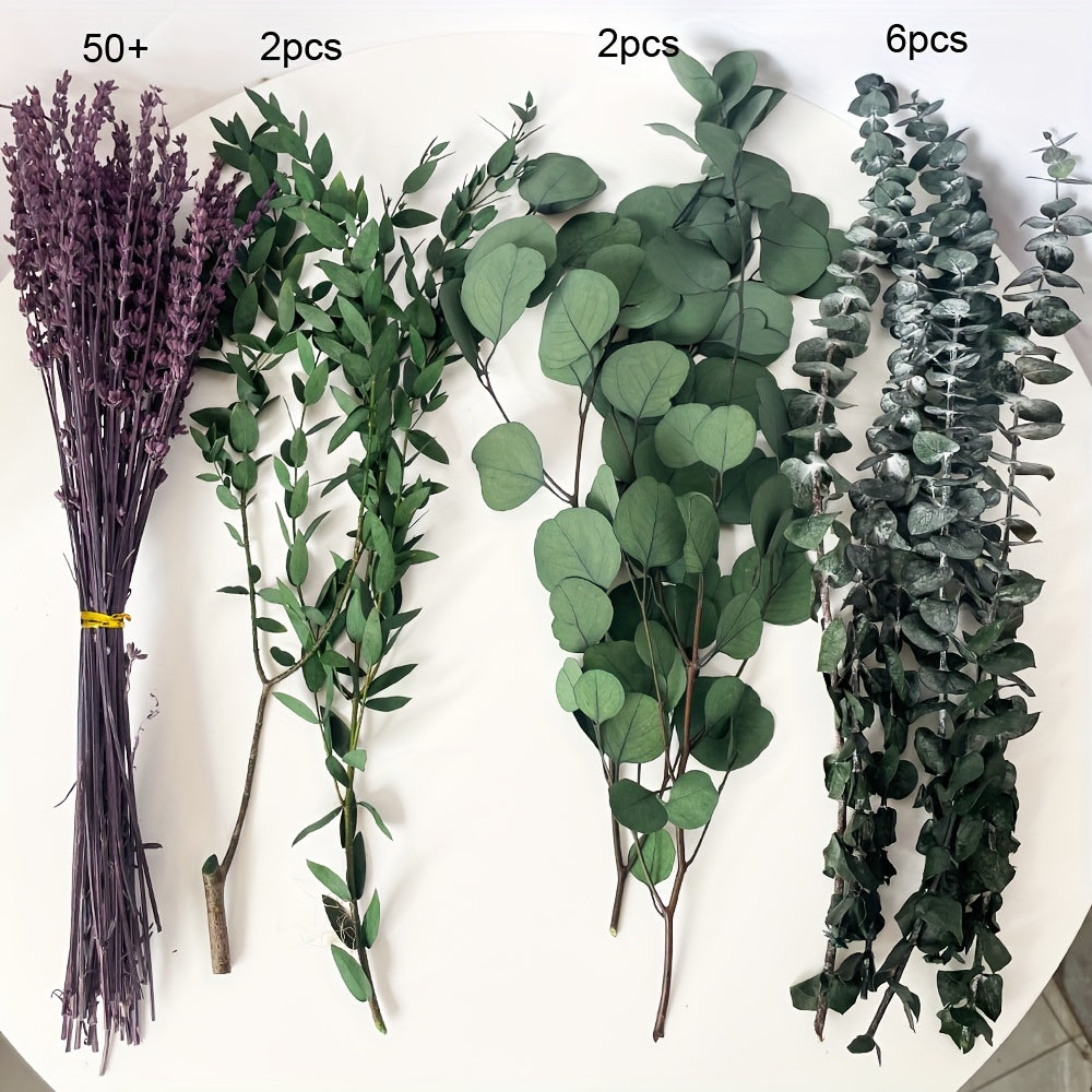 Dried Eucalyptus & Lavender Stems 60+ Pcs – 17" Silver Dollar Eucalyptus Shower Hanging Bundle, Fragrant Preserved Florals for Bathroom, Home & Bedroom Decor, Boho Vase Filler & Aromatherapy Gift