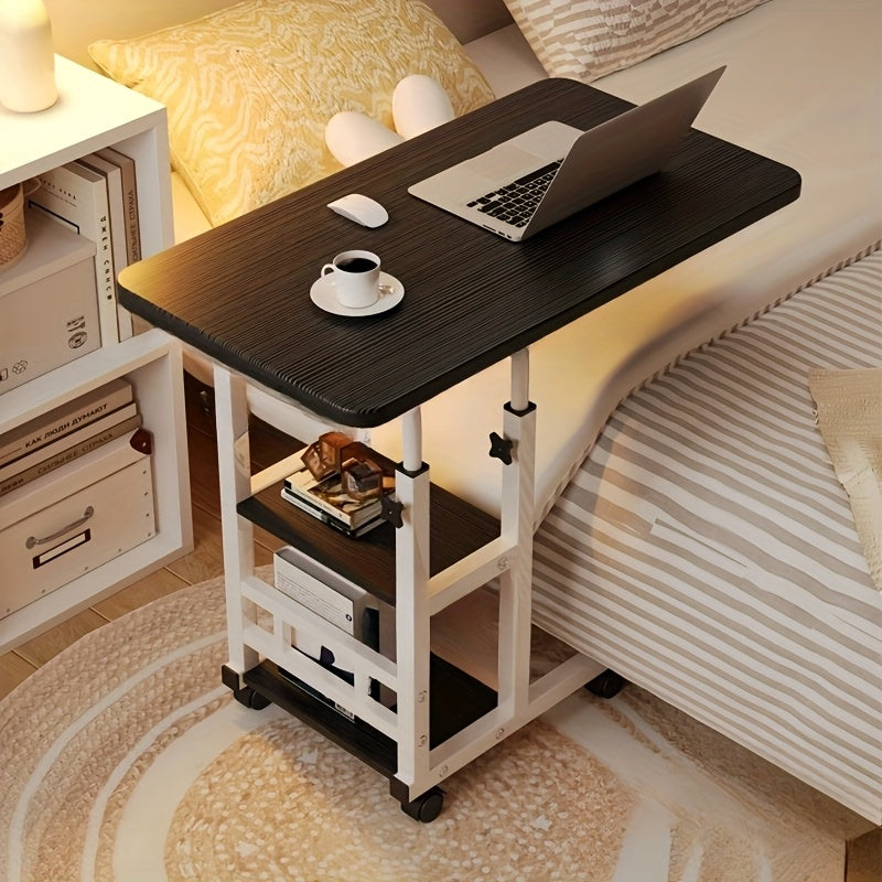 Rolling Laptop Desk Movable Adjustable Height 360 Degree Rotating Wheels Bedside Computer Desk for Bedroom Living Room Dormitory Multifunctional Student Writing Desk Multiple Colors