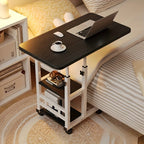 Rolling Laptop Desk Movable Adjustable Height 360 Degree Rotating Wheels Bedside Computer Desk for Bedroom Living Room Dormitory Multifunctional Student Writing Desk Multiple Colors