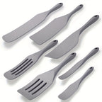 7-Piece Silicone Spurtle & Spatula Set – Heat-Resistant Cooking Utensils for Nonstick Cookware, Multi-Use Kitchen Tools for Serving, Baking, Whisking, Scooping & Spreading, Light Gray