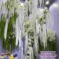 Dried Green Amaranth Hanging Flowers 10pcs 23-27 Inch - Bohemian Wisteria Floral Stems for Wedding Centerpiece, Bridal Bouquet, Photography Prop, Christmas & Valentine's Day Decor