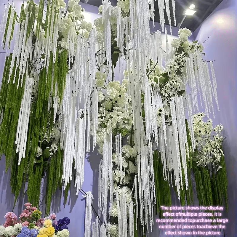 Dried Green Amaranth Hanging Flowers 10pcs 23-27 Inch - Bohemian Wisteria Floral Stems for Wedding Centerpiece, Bridal Bouquet, Photography Prop, Christmas & Valentine's Day Decor