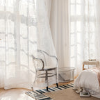 Sheer Curtains Embroidered Floral 2 Panels - White Gauze Pole Pocket Drapes, Sunlight Filtering Window Curtains for Living Room Bedroom Dining Room Balcony Wedding Decor