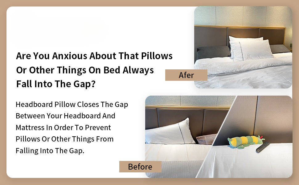 Bed Wedge Pillow & Headboard Gap Filler – Triangle Pillow Wedge for Sleeping, Reading & Resting | Twin, Full, Queen & King | Grey & White
