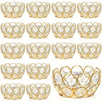Crystal Bowl Tea Light Candle Holders Set of 20 – Wedding Centerpiece & Home Decor Dining Table Decor, Gold or Silver