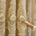 Luxury Blackout Curtains for Bedroom Living Room, European 3D Jacquard Embroidery Grommet Top Window Drapes, Thermal Insulated Light Blocking Machine Washable Panels