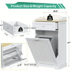 Tilt-Out Trash Can Cabinet 12 Gallon – Hidden Trash Cabinet with Drawers for Kitchen, Pantry & Laundry Room, Freestanding Kitchen Island Storage