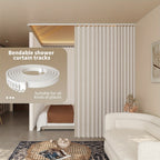 Flexible Bendable Curtain Track Rail System with Metal Hooks – Adjustable Window & Shower Curtain Rod for Bedroom & Bathroom | White | 4 Sizes