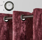Luxury Distressed Crushed Velvet Curtains - 4-Piece Set (2 Panels + 2 Tiebacks), Grommet Top, Room Darkening | 10 Colors, 3 Sizes