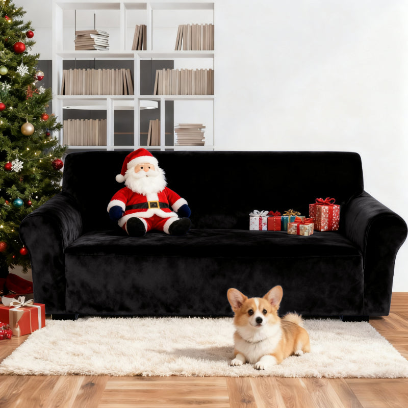 Stretch Sofa Cover Set 2 Piece Form Fit Slipcover for 2 Seater & 3 Seater Couch – Wrinkle Proof Loveseat Furniture Protector, 5 Colors, Milk Silk