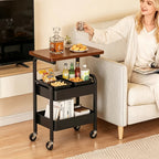 3-Tier Heavy-Duty Metal Rolling Kitchen Cart – Mobile Storage Shelving Unit for Pantry, Apartment & Small Spaces | Sturdy Utility Cart