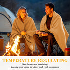 Merino Wool Blanket – Large 62”×86” Warm Thick Washable Throw | Sofa, Bed, Camping & Outdoor | 6 Colors | All Seasons