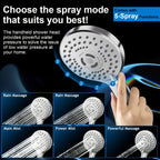 High Pressure Shower Head with Handheld Combo 9-Spray Settings 8 10 12 Inch Rainfall Stainless Steel Hose Adjustable Bracket Chrome Black
