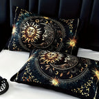 Celestial Sun Moon Duvet Cover Set 3 Piece - Soft Breathable Galaxy Planet Print Bedding Twin Full Queen King Dorm Bedroom No Insert