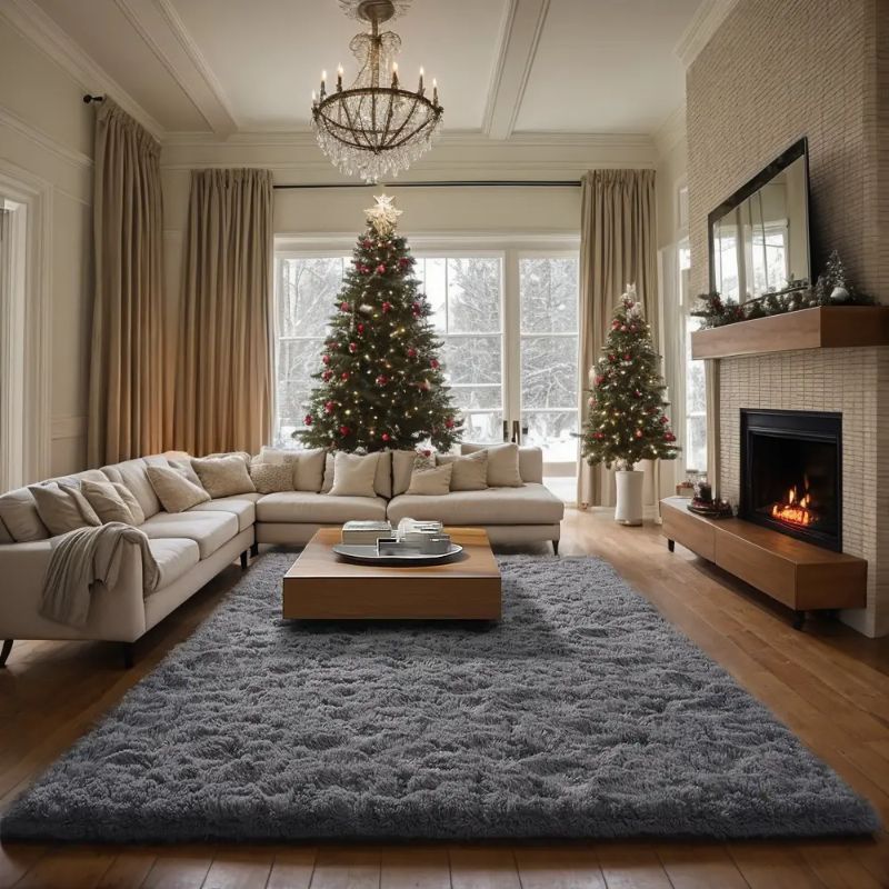Fluffy Shag Area Rug 8x10 Ft Fuzzy Plush Non-Slip Soft Furry Carpet Living Room Bedroom Modern Shaggy Rug Christmas Gift