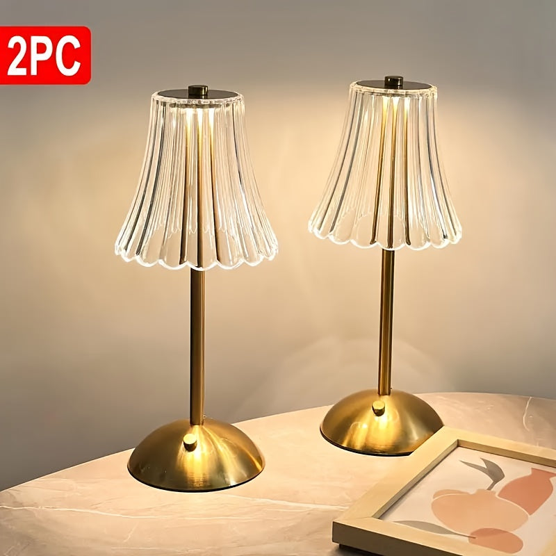 Vintage Crystal LED Table Lamp USB Rechargeable, 3-Color Dimmable Touch Control Night Light for Bedroom, Living Room, Office & Reading – Modern Elegant Design