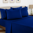 Brushed Microfiber Bed Sheet Set 6 Piece with Embroidered Pillowcases - Hotel Luxury Deep Pocket 16 Inch, Soft Breathable All Season, 24 Colors, Twin Twin XL Full Queen King Cal King