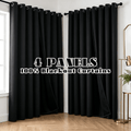 Blackout Curtains 4-Panel Grommet Top 100% Room Darkening Thermal Insulated Drapes | Noise Reducing Light Blocking Window Curtains for Bedroom Living Room, Black Gray Wine Red Dark Green