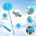 Ceiling Fan & High-Reach Dust Brush with Extension Rod – Detachable Washable Ultra-Fine Microfiber Cleaner for Fans, High Ceilings, Furniture & Cars, Blue