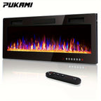 Vitesse Ultra-Thin Electric Fireplace In-Wall Recessed & Wall Mounted Linear Heater Multicolor Flame Timer 750W/1500W Touch Screen Remote Control
