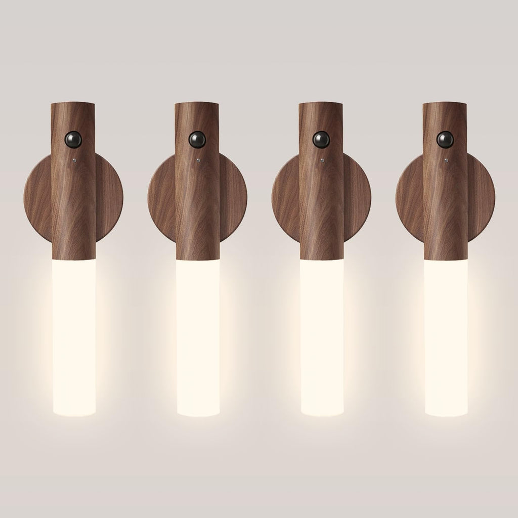 Motion Sensor Night Light 4 Pack Rechargeable Magnetic LED Wall Light for Bedroom Hallway Stairs Closet Picture Lighting