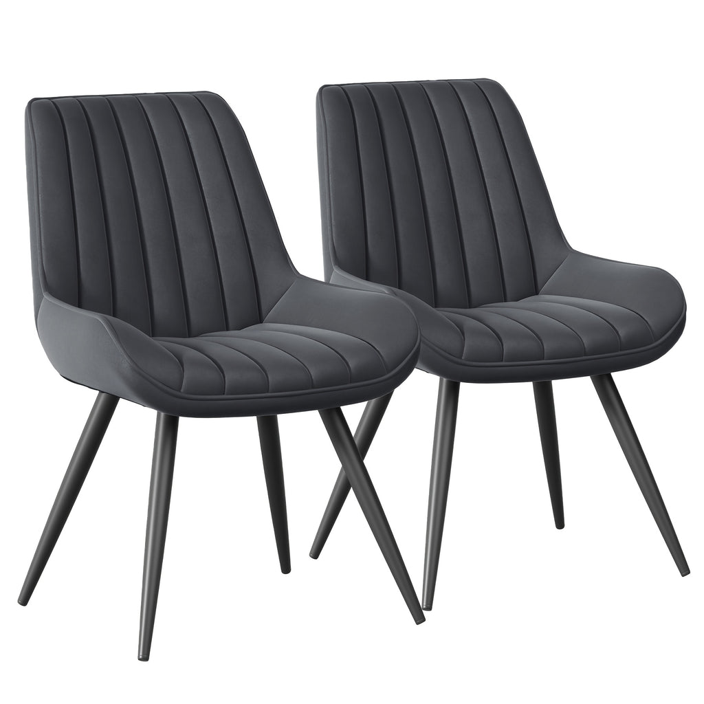 Modern Upholstered Dining Chairs Set of 2 or 4 – Thick Cushion Fabric Side Chairs with Metal Legs | Kitchen, Dining Room, Office & Bar