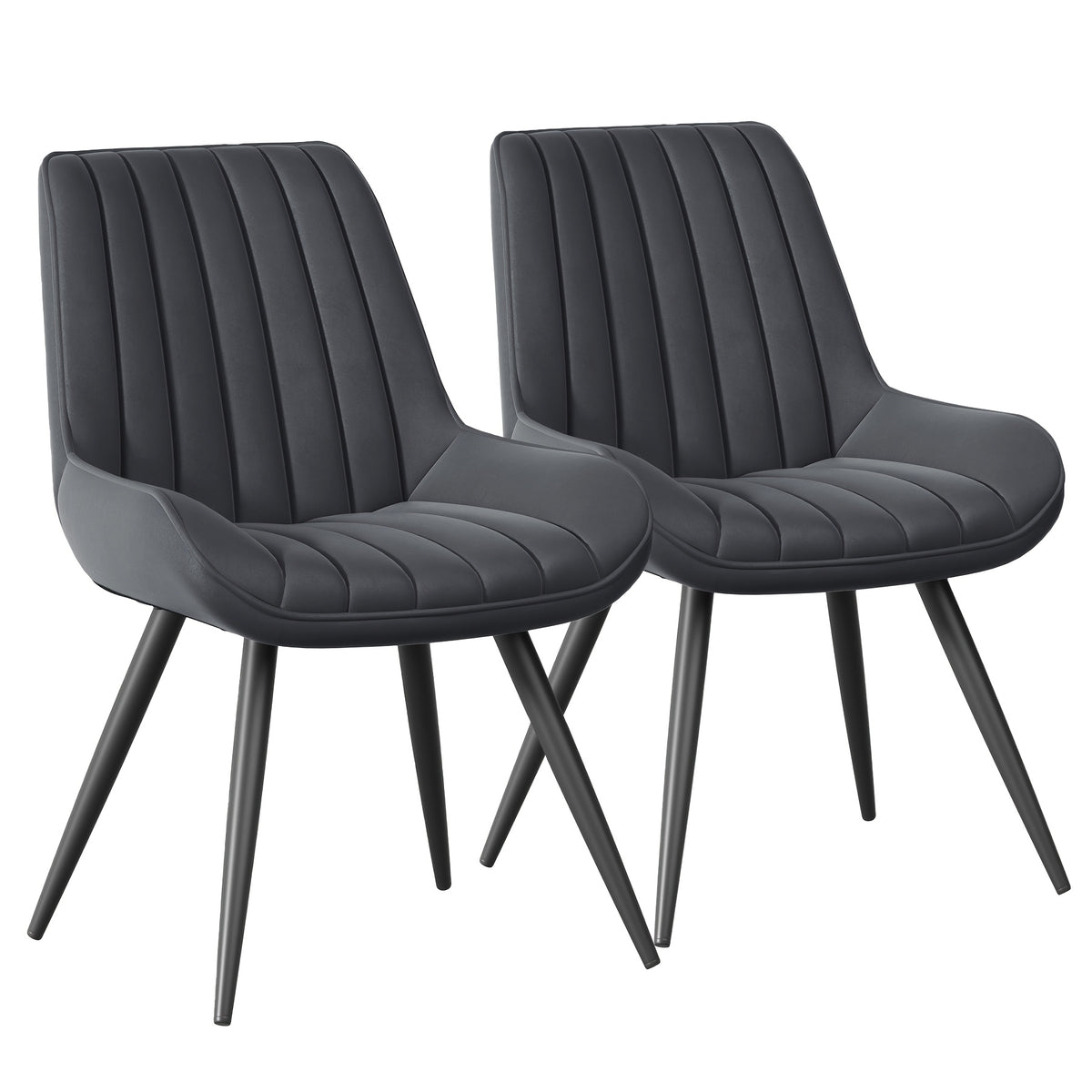 Modern Upholstered Dining Chairs Set of 2 or 4 – Thick Cushion Fabric Side Chairs with Metal Legs | Kitchen, Dining Room, Office & Bar