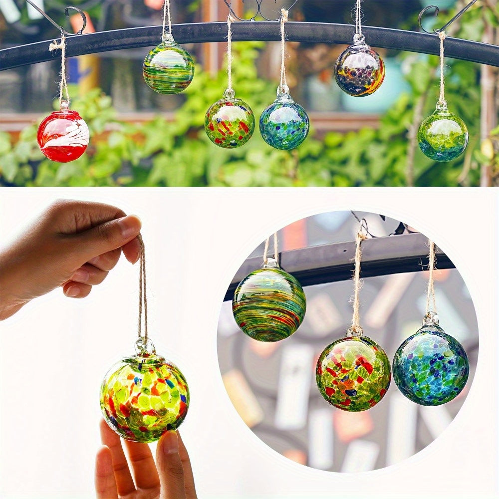Hand-Blown Glass Ornament Gazing Balls Set of 6 Multicolor Hanging Witch Balls for Christmas Tree Window Garden Patio Holiday Home Decor Gift