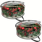 Transparent Wreath Storage Bags Heavy Duty PVC – 24 & 30 Inch Christmas Garland Protector Bags with Handles, 2 or 4 Pack, Seasonal Holiday Wreath Organizer
