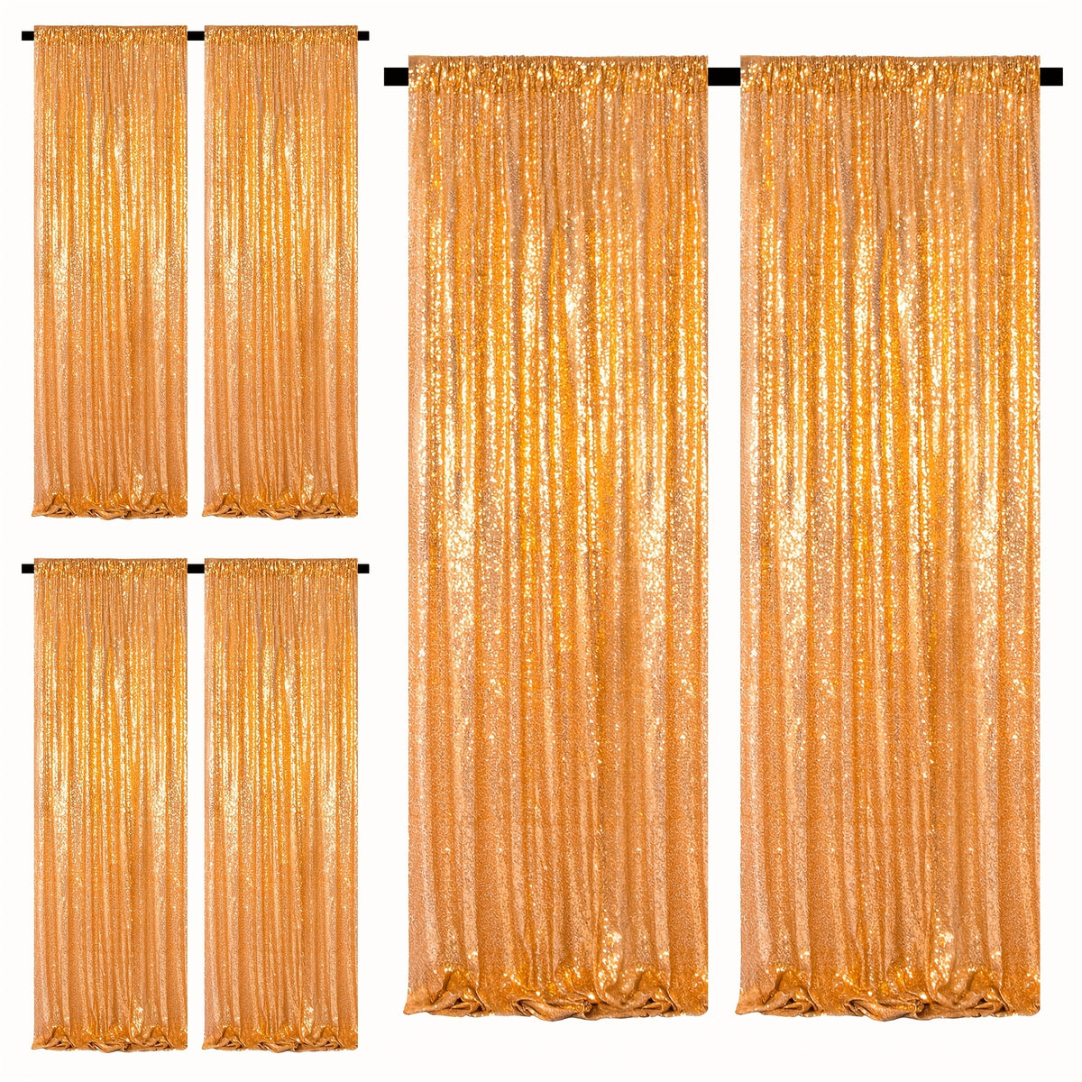 Sequin Backdrop Curtains – Glitter Party & Wedding Background Panels, 2ft×8ft per Panel, 4/6/8 Panel Sets, 29 Colors for Birthday, Stage, Bridal & Event Decor