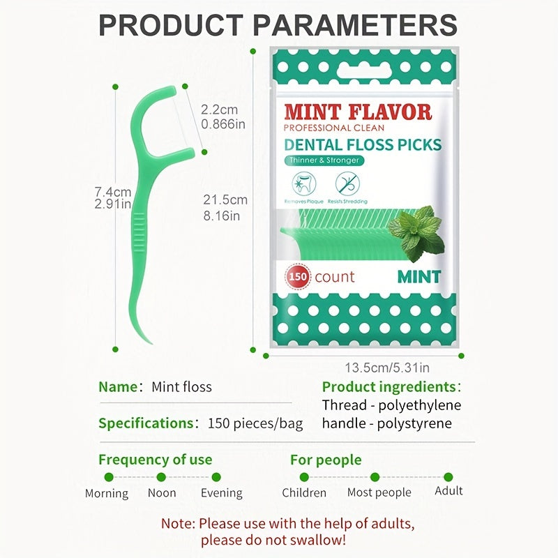 Mint Flavor Dental Floss Picks 300 600 Count Disposable PE Floss Sticks Upgraded Thinner Stronger Plaque Removal Travel Oral Care Fresh Breath