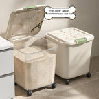 Large Capacity Rice Storage Box with Lid & Universal Wheels – Sealed PP Cereal Container, Movable Kitchen Pantry Storage, 2-Pack or 4-Pack (11–55 lbs)